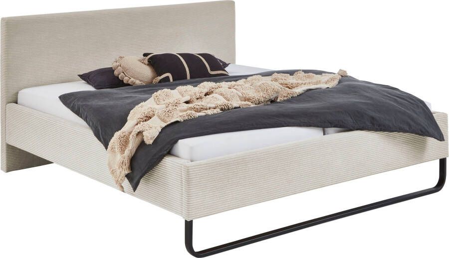 Meise.möbel Gestoffeerd bed Swing gemaakt van ribfluweel met zwarte metalen frame - Foto 9