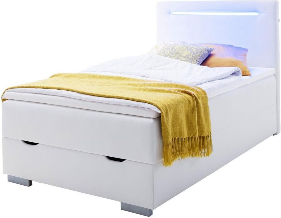 Meise.möbel Boxspring Las Vegas 2 inclusief ledverlichting in het hoofdbord met bedkist en topmatras - Foto 4