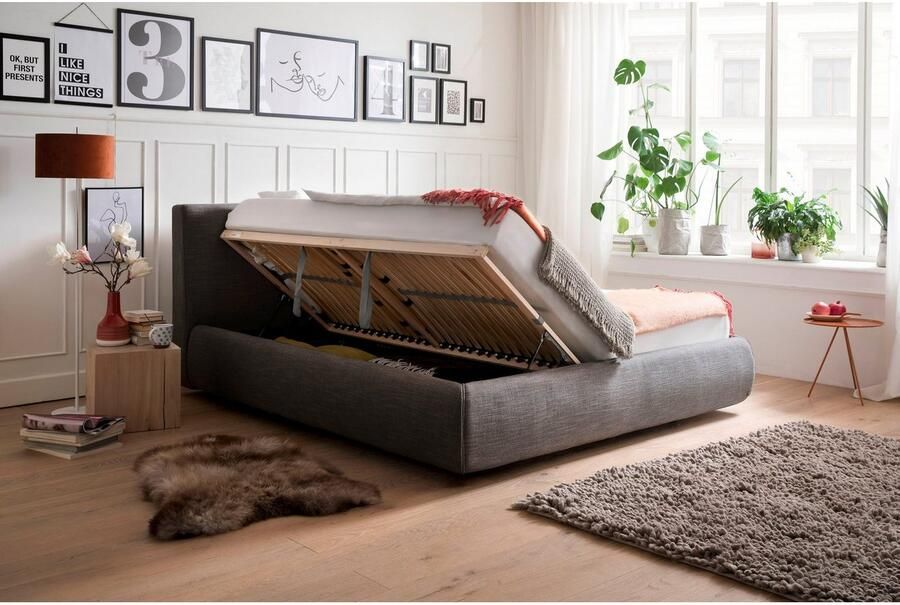Meise.möbel Gestoffeerd bed Atesio Naar keuze met lattenbodem matras en bedkist - Foto 3