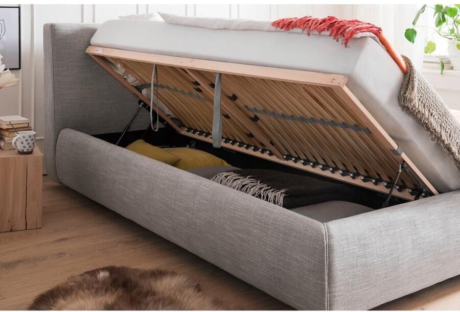 Meise EMOB Bed met opbergruimte Celine 180x200 antraciet Gestoffeerde tweepersoonsbedden Antraciet Textiel Gestoffeerde tweepersoonsbedden Tweepersoons Normaal bed Op voorraad - Foto 6