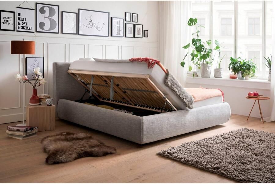 Meise EMOB Bed met opbergruimte Celine 180x200 antraciet Gestoffeerde tweepersoonsbedden Antraciet Textiel Gestoffeerde tweepersoonsbedden Tweepersoons Normaal bed Op voorraad - Foto 9