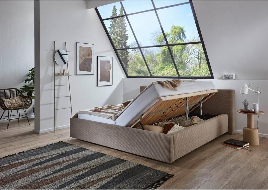 Meise.möbel Gestoffeerd bed Cube optioneel met matras en bedlade extra vlak hoofdeinde verkrijgbaar in de breedtes 140cm 160cm & 180cm - Foto 2