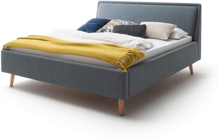 Meise Mobel Meise Möbel Frieda bedbodem gestoffeerd bed houten basis massief hoofdbord glad met kussen - Foto 6