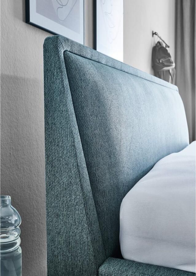 Meise Mobel Meise Möbel Frieda bedbodem gestoffeerd bed houten basis massief hoofdbord glad met kussen - Foto 2