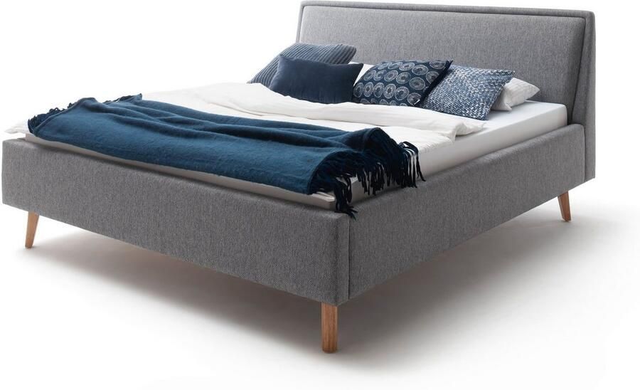 Meise Mobel Meise Möbel Frieda bedbodem gestoffeerd bed houten basis massief hoofdbord glad met kussen - Foto 5