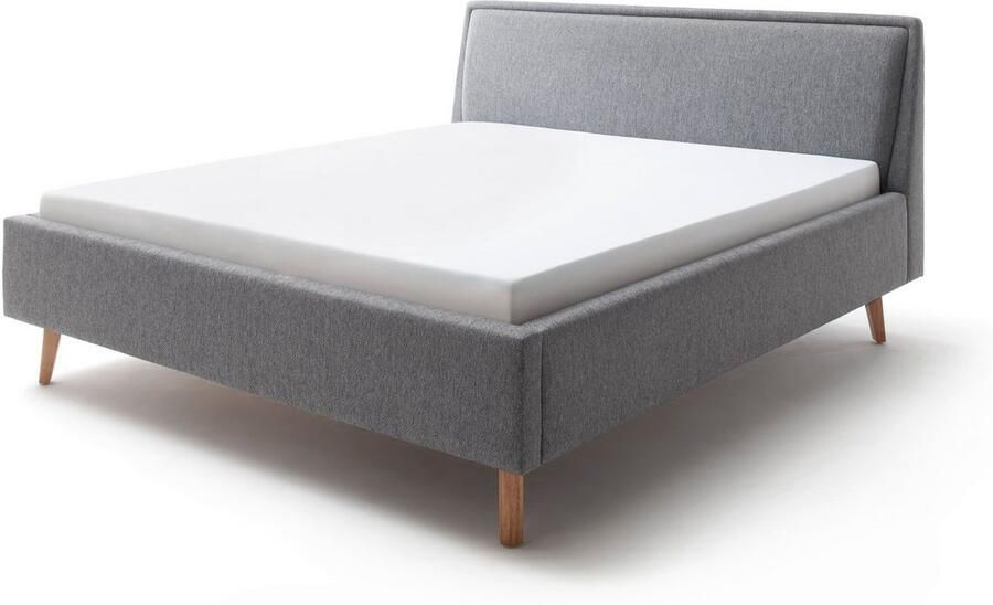 Meise Mobel Meise Möbel Frieda bedbodem gestoffeerd bed houten basis massief hoofdbord glad met kussen - Foto 6
