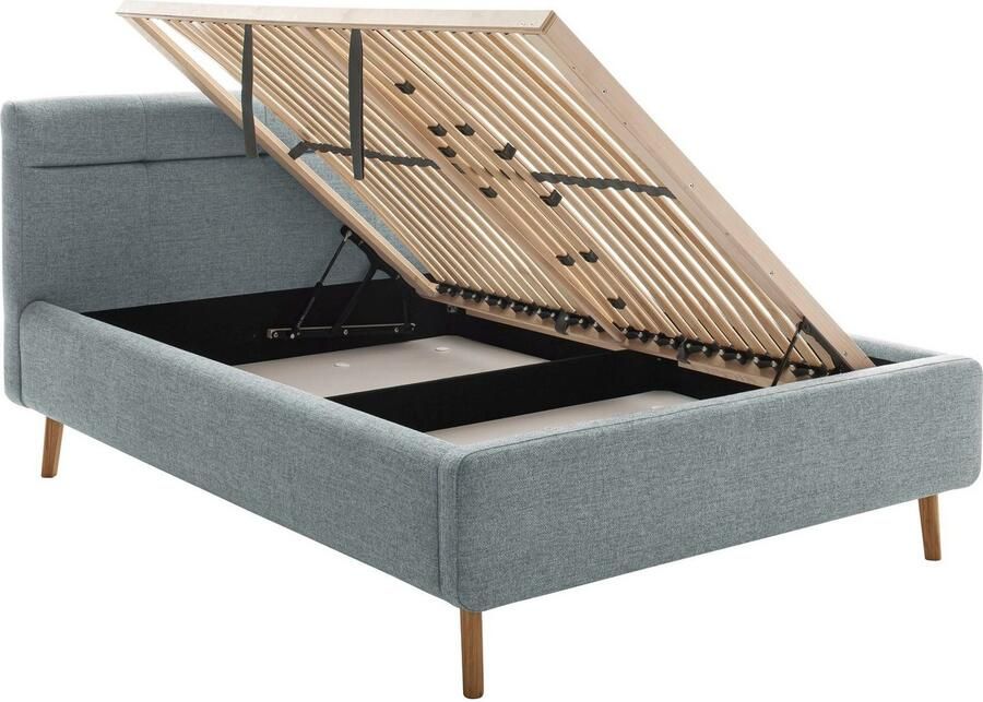 Meise Mobel Meise Möbel Lotte gestoffeerd bed houten lattenbodem hoofdbord doorgestikt - Foto 2