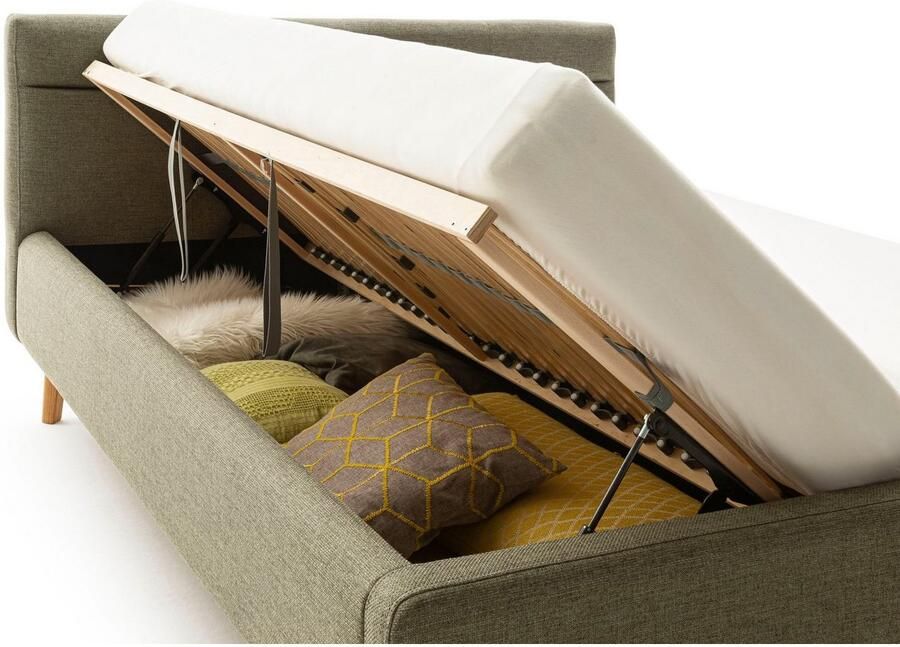 Meise Mobel Meise Möbel Lotte gestoffeerd bed houten lattenbodem hoofdbord doorgestikt