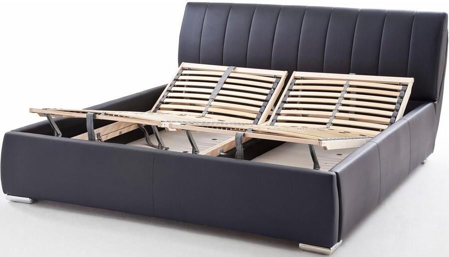 Meise Mobel Meise Möbel Bern Gestoffeerd bed metalen basis met chroom look hoofdeinde glad kunstleer - Foto 5