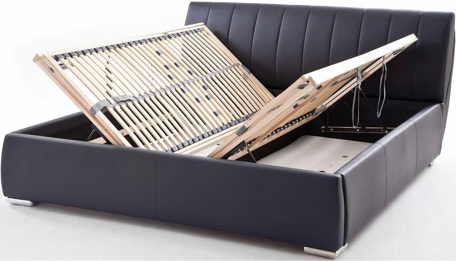 Meise Mobel Meise Möbel Bern Gestoffeerd bed metalen basis met chroom look hoofdeinde glad kunstleer - Foto 6