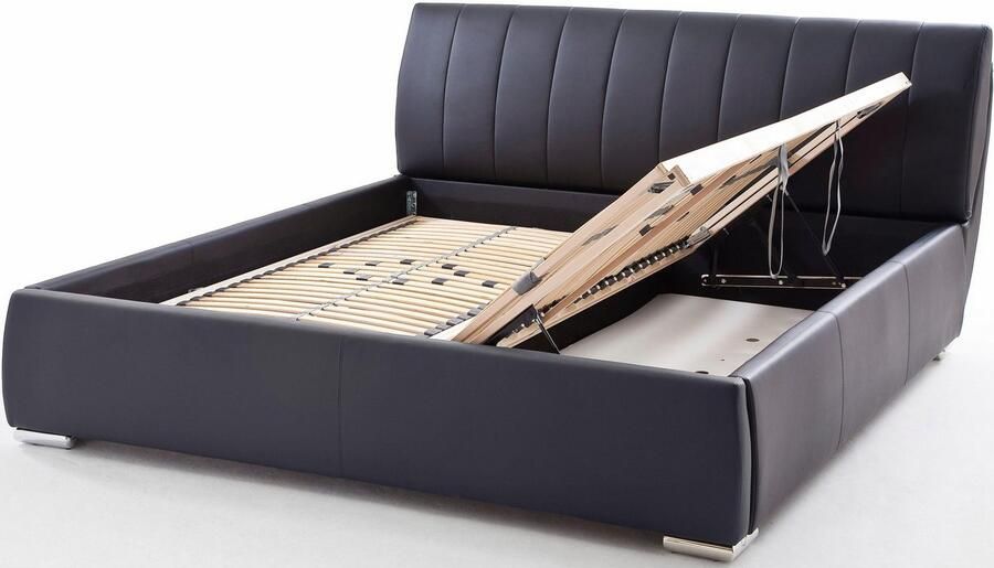 Meise Mobel Meise Möbel Bern Gestoffeerd bed metalen basis met chroom look hoofdeinde glad kunstleer - Foto 7