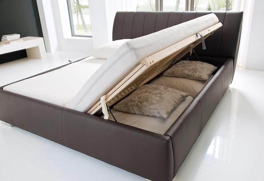 Meise EMOB Bed met opbergruimte Davos 180x200 bruin Gestoffeerde tweepersoonsbedden Bruin Hout; Kunstleer; Spaanplaat Gestoffeerde tweepersoonsbedden Tweepersoons Normaal bed Op voorraad - Foto 2