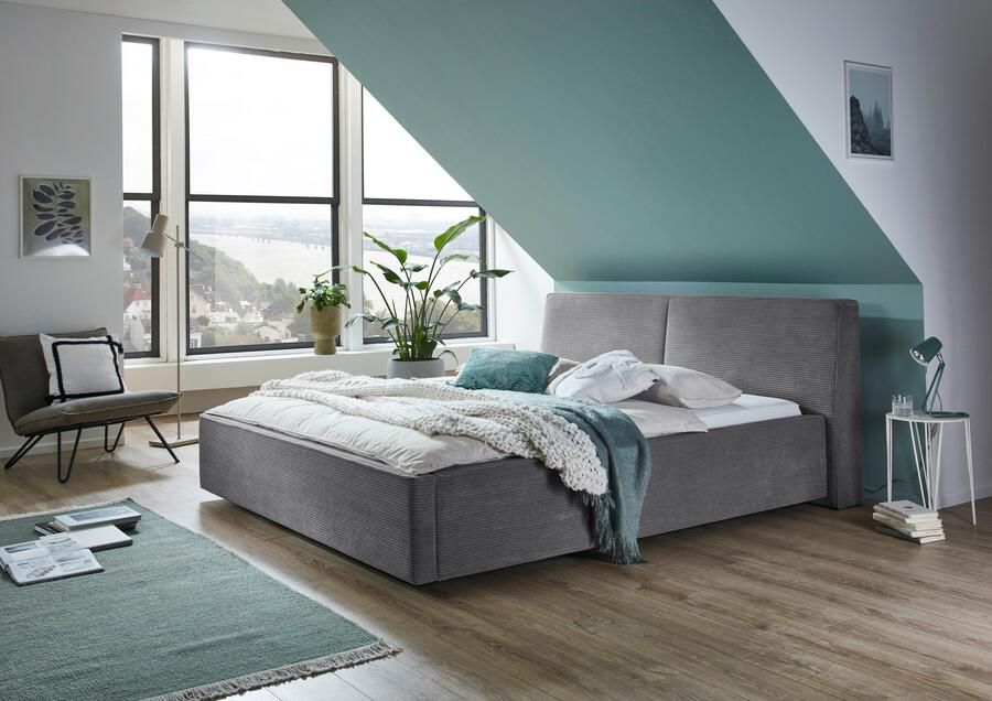 Meise Mobel Meise Möbel Magnum gestoffeerd bed houten lattenbodem zwart - Foto 4