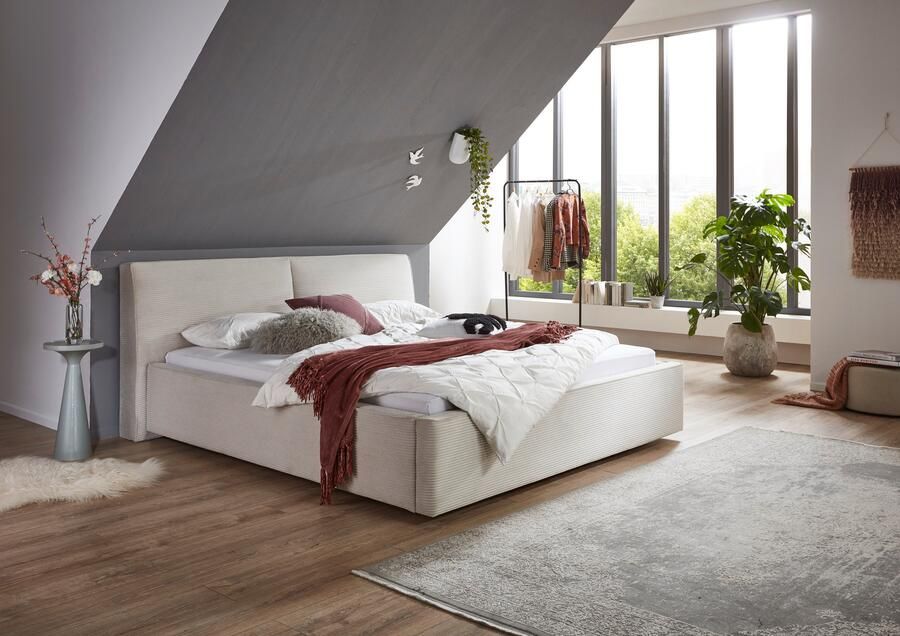 Meise EMOB Tweepersoonsbed Mitoma 160 x 200 cm Beigekleurig design Gestoffeerde tweepersoonsbedden Beige Stof Gestoffeerde tweepersoonsbedden Tweepersoons Normaal bed Op voorraad - Foto 2