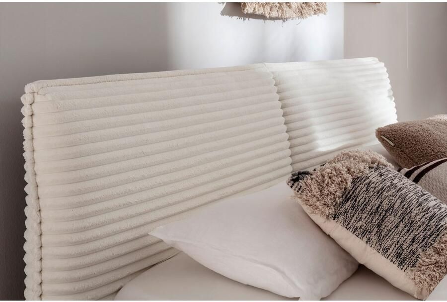 Meise EMOB Tweepersoonsbed Rasmus 180 x 200 cm Lichtbeige ontwerp Gestoffeerde tweepersoonsbedden Beige Stof Gestoffeerde tweepersoonsbedden Tweepersoons Normaal bed Op voorraad - Foto 2