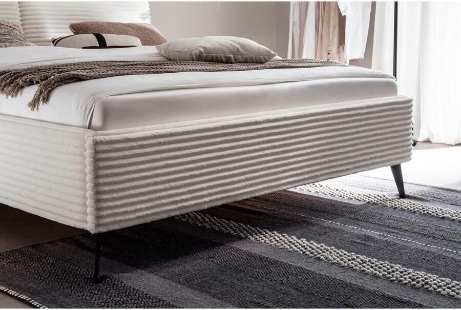 Meise EMOB Tweepersoonsbed Rasmus 180 x 200 cm Lichtbeige ontwerp Gestoffeerde tweepersoonsbedden Beige Stof Gestoffeerde tweepersoonsbedden Tweepersoons Normaal bed Op voorraad - Foto 3