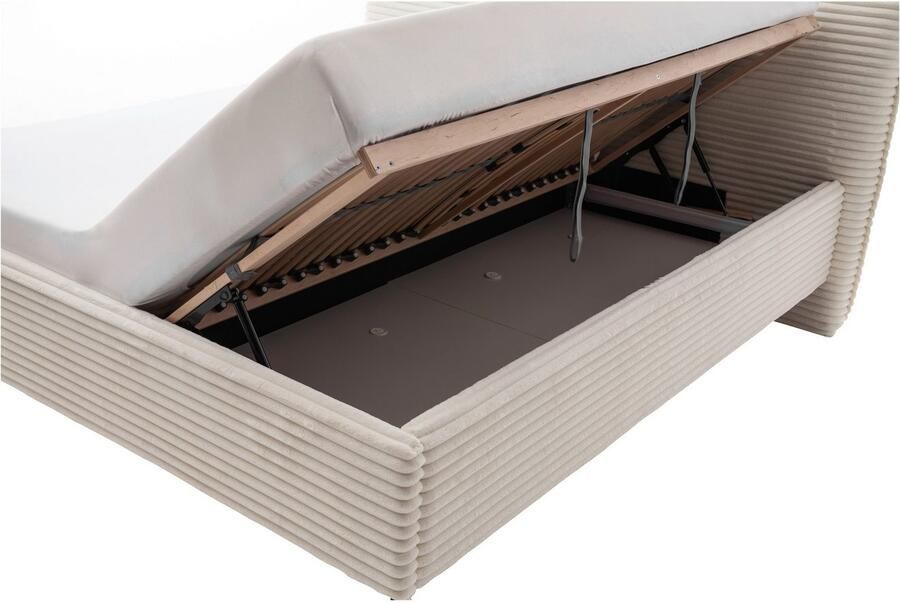 Meise EMOB Tweepersoonsbed Rasmus 180 x 200 cm Lichtbeige ontwerp Gestoffeerde tweepersoonsbedden Beige Stof Gestoffeerde tweepersoonsbedden Tweepersoons Normaal bed Op voorraad - Foto 6