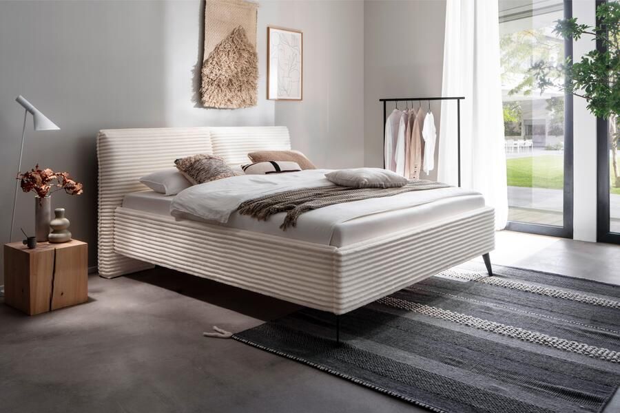 Meise EMOB Tweepersoonsbed Rasmus 180 x 200 cm Lichtbeige ontwerp Gestoffeerde tweepersoonsbedden Beige Stof Gestoffeerde tweepersoonsbedden Tweepersoons Normaal bed Op voorraad - Foto 8