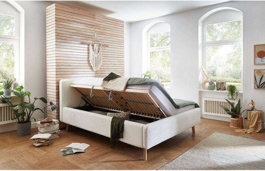 Meise EMOB Tweepersoonsbed Dalila 180x200cm teddystof met opbergruimte wit Gestoffeerde tweepersoonsbedden Wit Polyester Gestoffeerde tweepersoonsbedden Tweepersoons Normaal bed Op voorraad - Foto 5