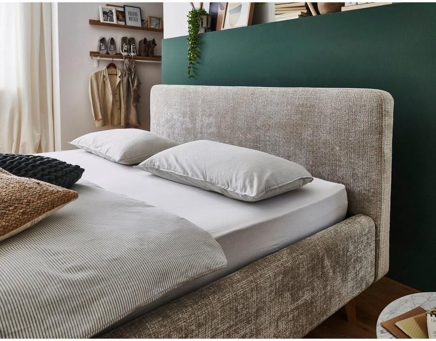 Meise Mobel Meise Möbel Mattis gestoffeerd bed houten basis hoofdbord glad - Foto 4