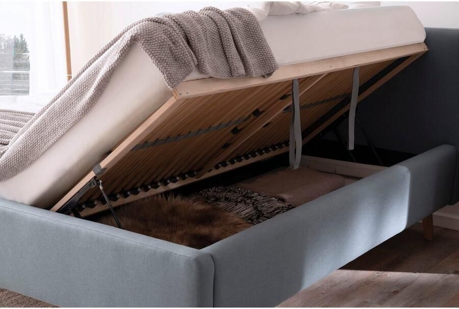 Meise EMOB Tweepersoonsbed Tony 180x200cm met opbergruimte ijsblauw Gestoffeerde tweepersoonsbedden Blauw Polyester Gestoffeerde tweepersoonsbedden Tweepersoons Normaal bed Op voorraad - Foto 14