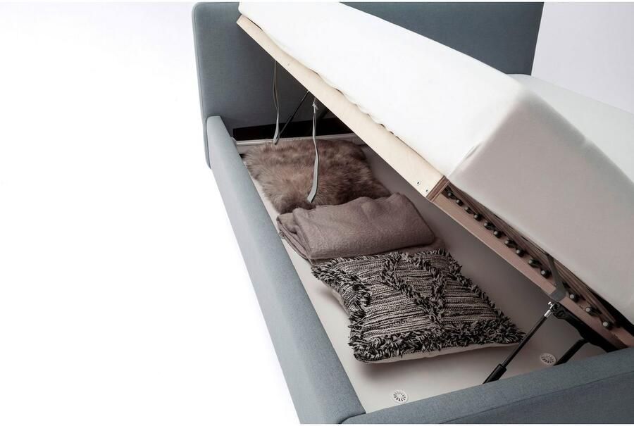 Meise EMOB Tweepersoonsbed Tony 180x200cm met opbergruimte ijsblauw Gestoffeerde tweepersoonsbedden Blauw Polyester Gestoffeerde tweepersoonsbedden Tweepersoons Normaal bed Op voorraad - Foto 6