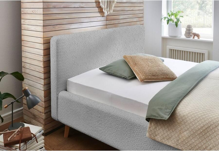 Meise Mobel Meise Möbel Mattis gestoffeerd bed houten basis hoofdbord glad - Foto 7