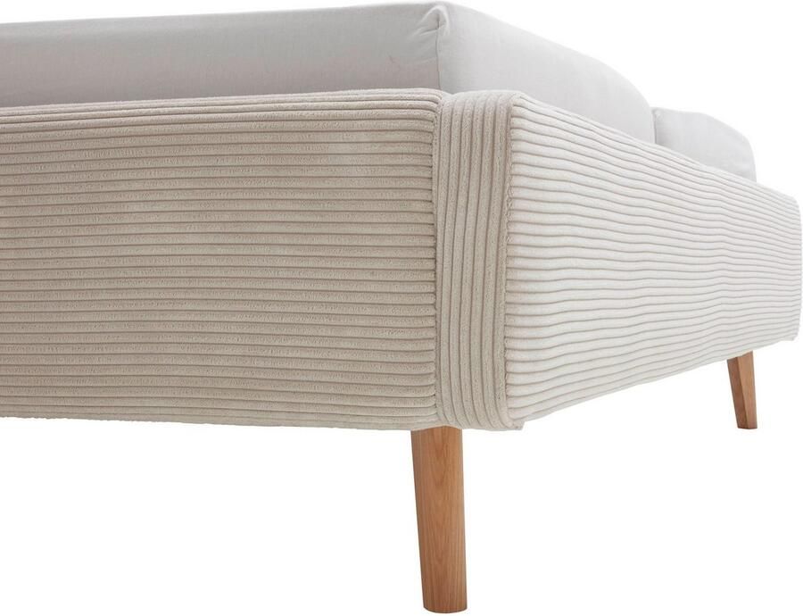 Meise EMOB Gestoffeerd bed Madras 140x200cm ribfluweel beige Gestoffeerde tweepersoonsbedden Beige Velours; Polyester Gestoffeerde tweepersoonsbedden Tweepersoons Normaal bed Op voorraad - Foto 4