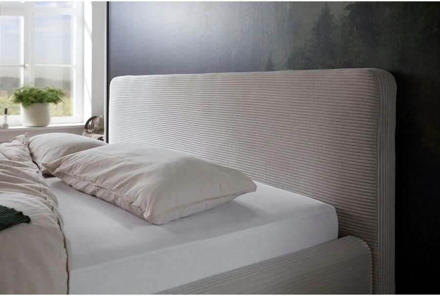 Meise EMOB Gestoffeerd bed Madras 140x200cm ribfluweel beige Gestoffeerde tweepersoonsbedden Beige Velours; Polyester Gestoffeerde tweepersoonsbedden Tweepersoons Normaal bed Op voorraad - Foto 6