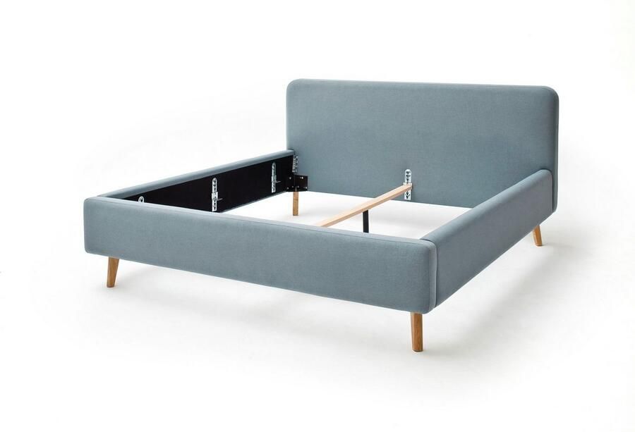 Meise EMOB Gestoffeerd bed Tony 160x200 ijsblauw Gestoffeerde tweepersoonsbedden Blauw Textiel; Polyester Gestoffeerde tweepersoonsbedden Tweepersoons Normaal bed Op voorraad - Foto 4