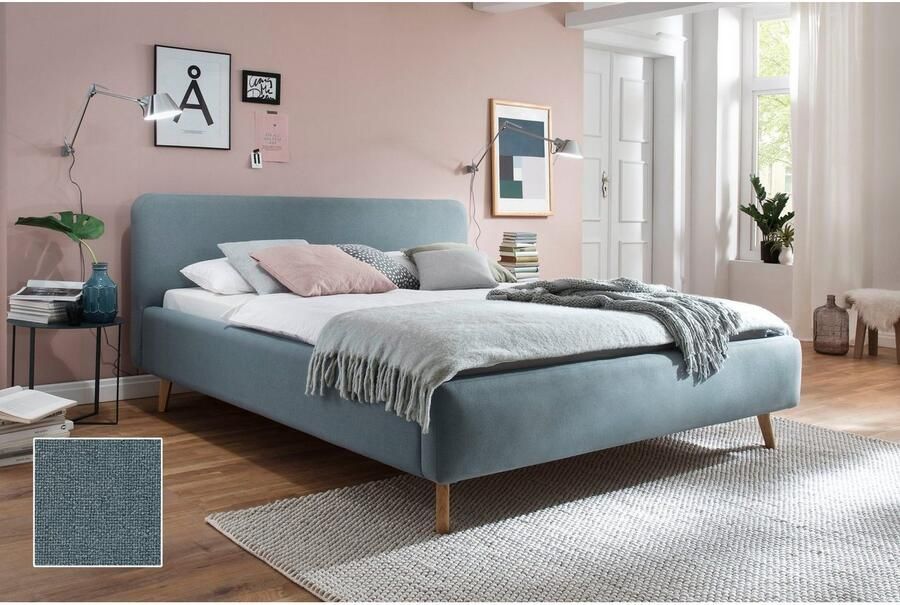 Meise EMOB Gestoffeerd bed Tony 160x200 ijsblauw Gestoffeerde tweepersoonsbedden Blauw Textiel; Polyester Gestoffeerde tweepersoonsbedden Tweepersoons Normaal bed Op voorraad - Foto 7