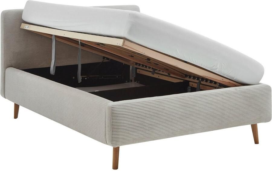 Meise EMOB Bed Madras 140x200cm met opbergruimte ribfluweel beige Gestoffeerde tweepersoonsbedden Beige Velours; Polyester Gestoffeerde tweepersoonsbedden Tweepersoons Normaal bed Op voorraad - Foto 7