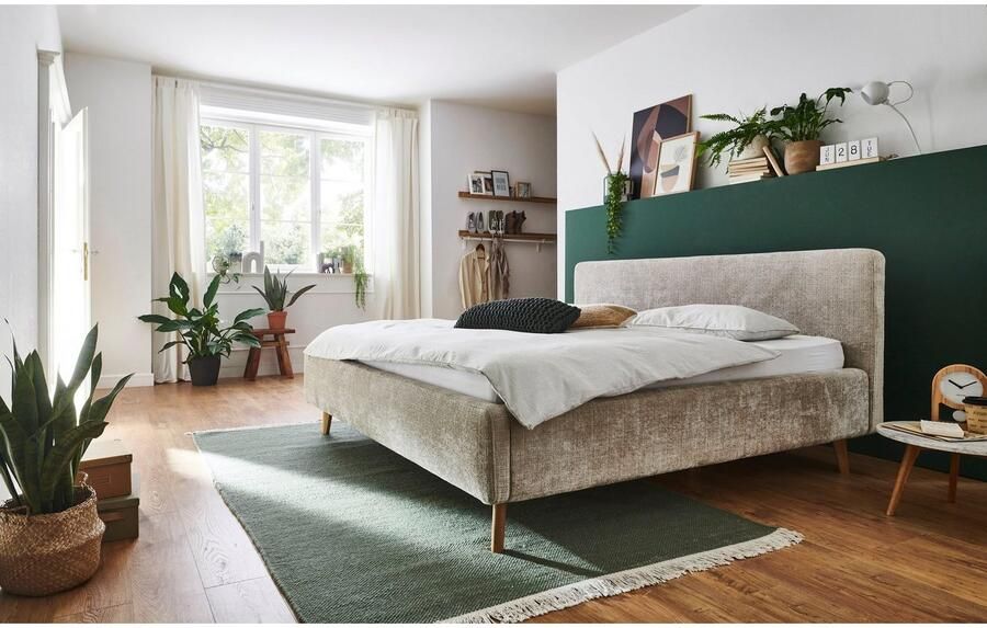 Meise Mobel Meise Möbel Mattis gestoffeerd bed houten basis hoofdbord glad - Foto 14