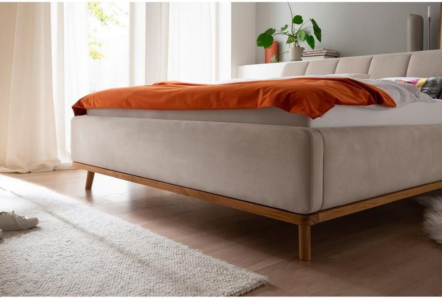 Meise EMOB Gecapitonneerd bed Cézanne 160x200cm met opbergruimte beige eik Gestoffeerde tweepersoonsbedden Beige Polyester Gestoffeerde tweepersoonsbedden Tweepersoons Normaal bed Op voorraad - Foto 4