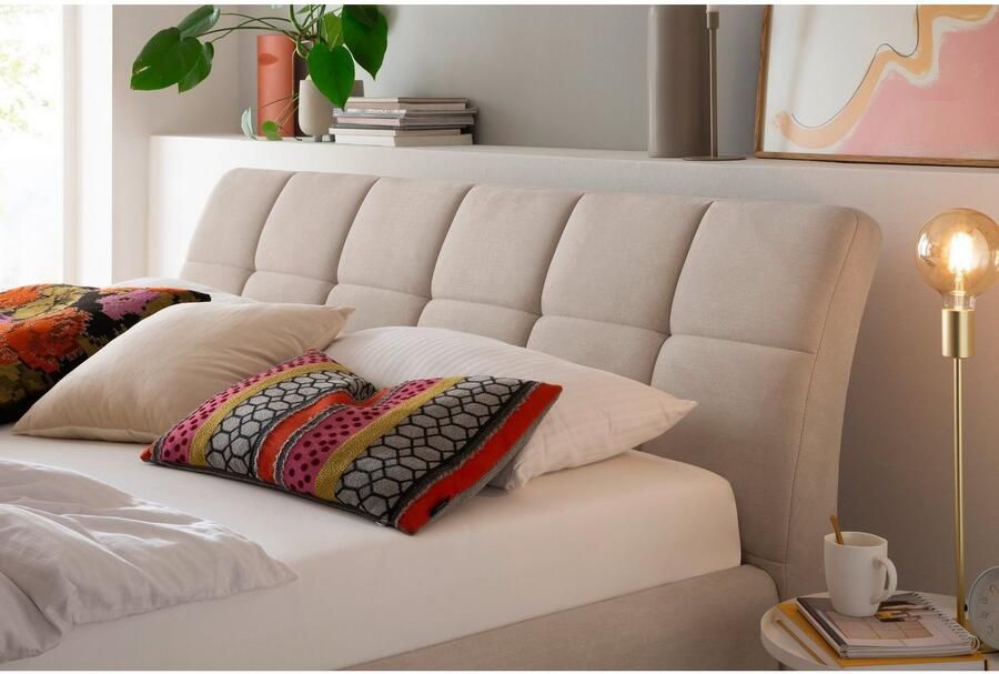 Meise EMOB Gecapitonneerd bed Cézanne 160x200cm met opbergruimte beige eik Gestoffeerde tweepersoonsbedden Beige Polyester Gestoffeerde tweepersoonsbedden Tweepersoons Normaal bed Op voorraad - Foto 5