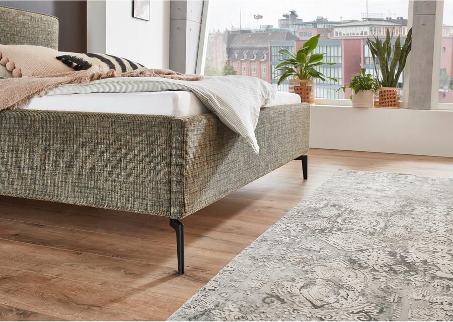 Meise.möbel Gestoffeerd bed Riva met eikenkleurige houten poten naar keuze met bedkist en lattenbodem - Foto 2