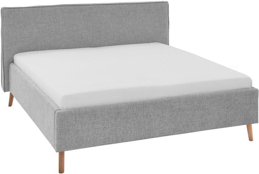 Meise.möbel Gestoffeerd bed Riva met eikenkleurige houten poten naar keuze met bedkist en lattenbodem - Foto 9