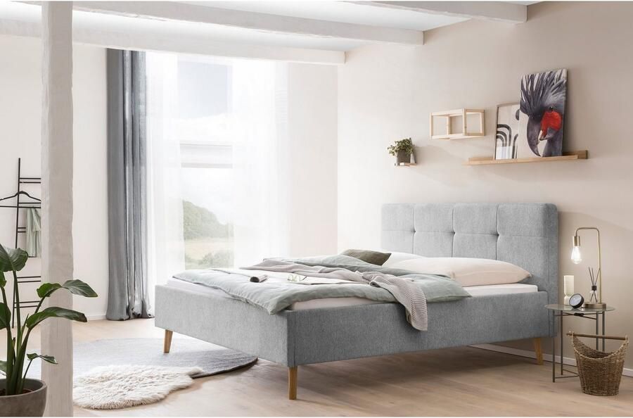 Meise.möbel Gestoffeerd bed Smart Hoofdbord met knoopdetails verkrijgbaar in twee maten - Foto 6