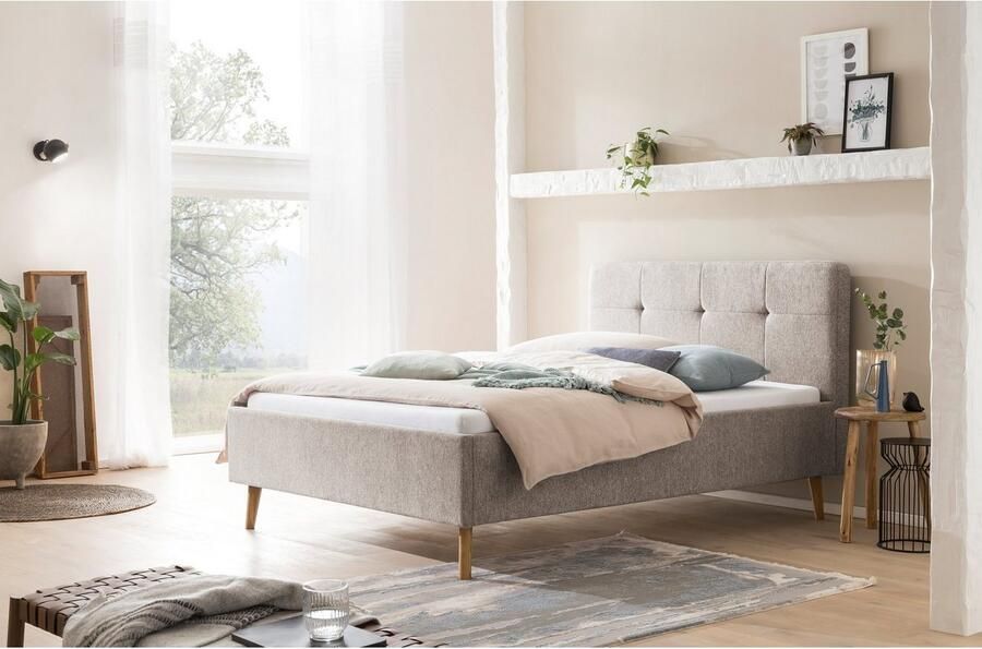 Meise.möbel Gestoffeerd bed Smart Hoofdbord met knoopdetails verkrijgbaar in twee maten - Foto 4