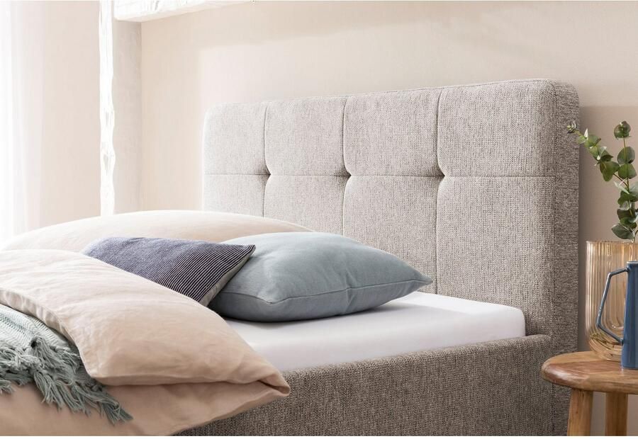 Meise.möbel Gestoffeerd bed Smart Hoofdbord met knoopdetails verkrijgbaar in twee maten - Foto 3