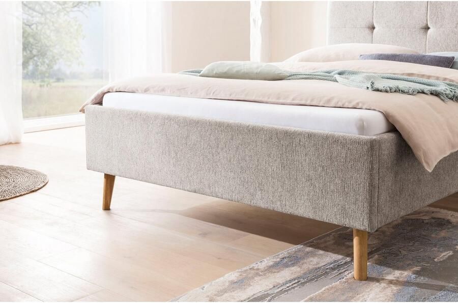 Meise.möbel Gestoffeerd bed Smart Hoofdbord met knoopdetails verkrijgbaar in twee maten - Foto 5