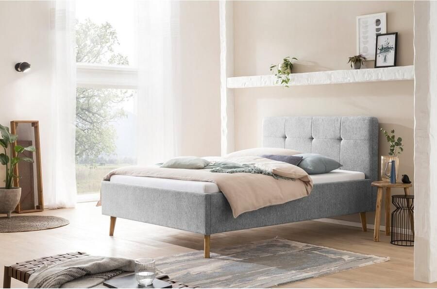 Meise.möbel Gestoffeerd bed Smart Hoofdbord met knoopdetails verkrijgbaar in twee maten - Foto 4