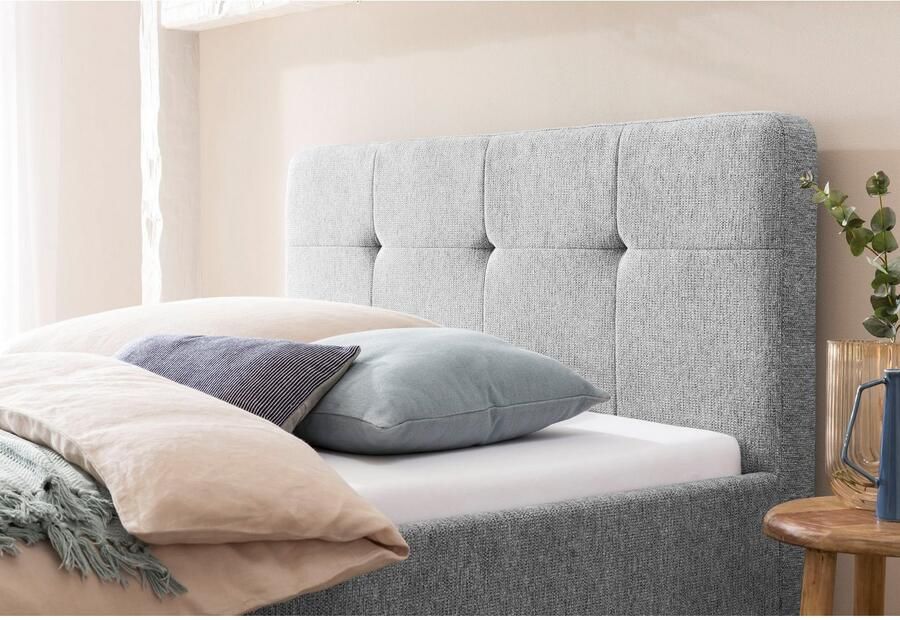 Meise.möbel Gestoffeerd bed Smart Hoofdbord met knoopdetails verkrijgbaar in twee maten - Foto 2