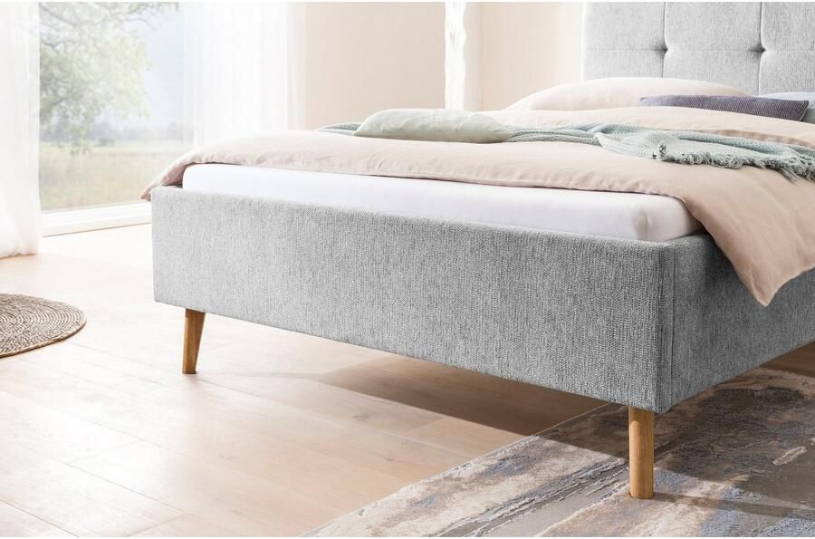 Meise.möbel Gestoffeerd bed Smart Hoofdbord met knoopdetails verkrijgbaar in twee maten - Foto 5