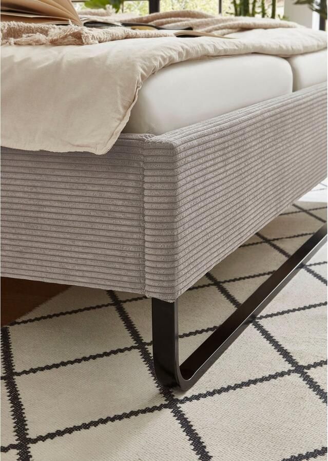 Meise EMOB Tweepersoonsbed Velma 180x200cm ribfluweel taupe Gestoffeerde tweepersoonsbedden Taupe Textiel Gestoffeerde tweepersoonsbedden Tweepersoons Normaal bed Op voorraad - Foto 3