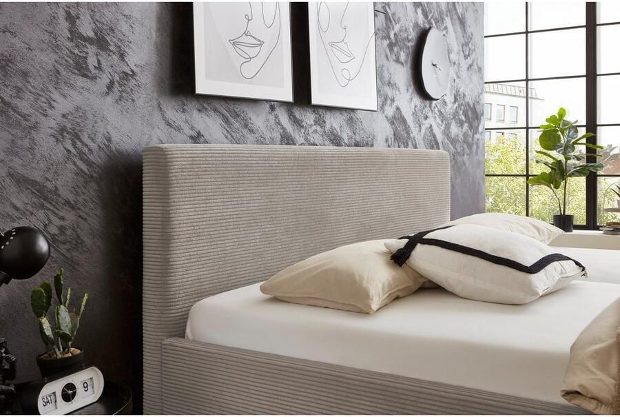 Meise EMOB Tweepersoonsbed Velma 180x200cm ribfluweel taupe Gestoffeerde tweepersoonsbedden Taupe Textiel Gestoffeerde tweepersoonsbedden Tweepersoons Normaal bed Op voorraad - Foto 6