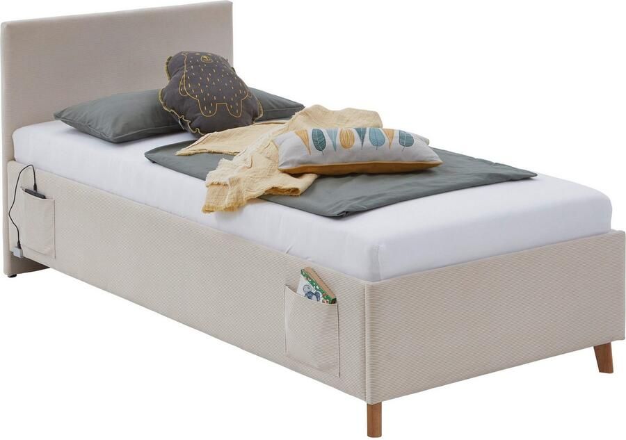 Meise.möbel Kinderledikant Blauw Bekleed bed naar keuze met bedkist tienerbed inclusief USB-aansluiting - Foto 9