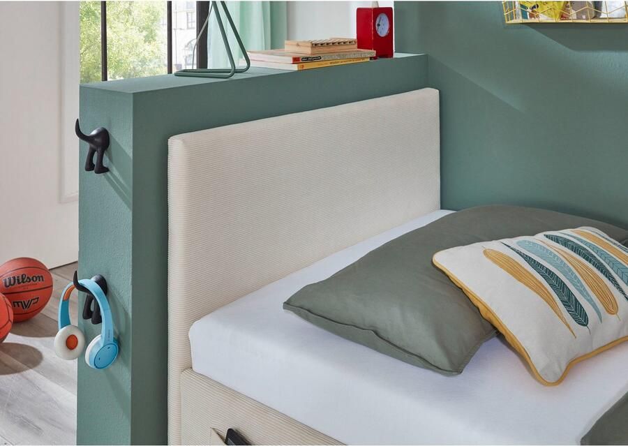 Meise.möbel Kinderledikant Blauw Bekleed bed naar keuze met bedkist tienerbed inclusief USB-aansluiting - Foto 5