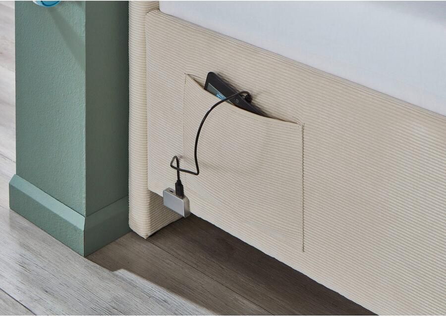 Meise.möbel Kinderledikant Blauw Bekleed bed naar keuze met bedkist tienerbed inclusief USB-aansluiting - Foto 4