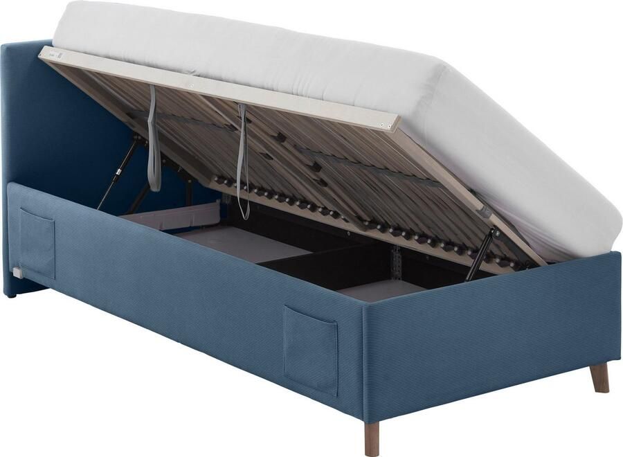 Meise.möbel Kinderledikant Blauw Bekleed bed naar keuze met bedkist tienerbed inclusief USB-aansluiting - Foto 3